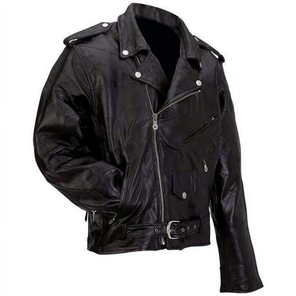 Diamond Plate Buffalo Black Leather Men’s Biker Jacket, NWOT, XL - Picture 1 of 13